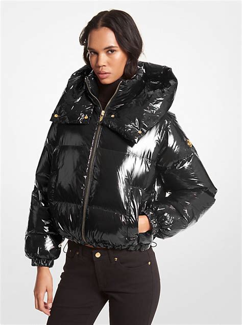 michael kors outlet ciré nylon puffer jacket|Michael Kors packable puffer.